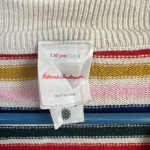 Hanna Andersson Multicolor Rainbow Striped Cardigan Size 8 Girls - Picture 2 of 9